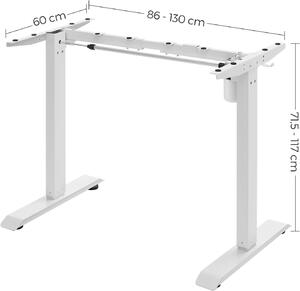SONGMICS Dřevěný psací stůl nastavitelný - bílá - 86-130x71,5-117x60 cm