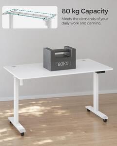 SONGMICS Dřevěný psací stůl nastavitelný - bílá - 86-130x71,5-117x60 cm