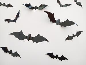 3D dekorace netopýři na zeď černá 12 ks 16,5 x 4 cm