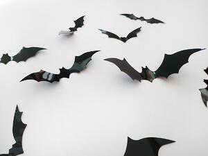 3D dekorace netopýři na zeď černá 12 ks 16,5 x 4 cm