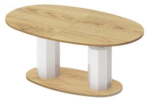 Konferenční stůl s rozkladem Barbara, bílý lesk / sluneční dub
