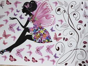 Dívka s motýlky arch 70 x 47 cm
