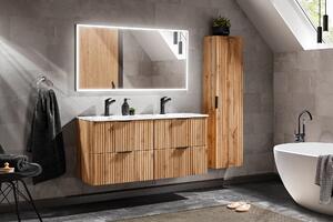 Koupelnový nábytek Adela,sestava O/ dub wotan+ umyvadlo+ zrcadlo s LED