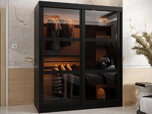 Designová šatní skříň Diadora 150cm, černá