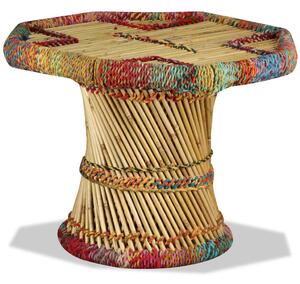 Konferenční stolek, bambus s látkou chindi, vícebarevný