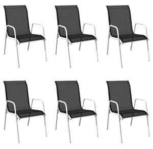 Stohovatelné zahradní židle 6 ks ocel a textilen černé