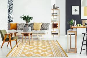 Koberec Boho SIZAL MOROC Romby 22297 žlutý/krém