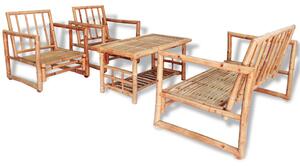 4dílná zahradní sedací souprava s poduškami bambusová