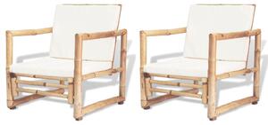 Zahradní židle 2 ks s poduškami a polštáři bambus