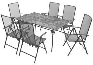7dílný zahradní jídelní set skládací židle ocel antracitový