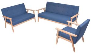 3dílná sedací souprava textilní čalounění modrá