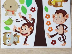 Strom s opičkami a zvířátky arch 31 x 46 cm