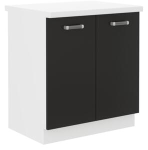 Kuchyňská skříňka dřezová s pracovní deskou OMEGA 80 ZL 2F ZB, 80x82x60, černá/bílá
