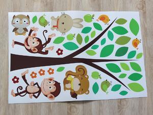 Strom s opičkami a zvířátky arch 130 x 194 cm