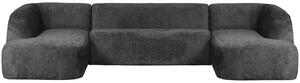 Hoorns Černo-šedá čalouněná rohová pohovka do "U" Amir 339 cm