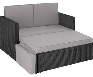 Tectake Zahradní ratanový nábytek Korfu - černá/šedá