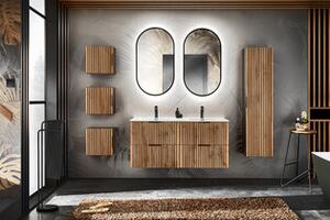 Koupelnový nábytek Leda, sestava L, černá/wotan+ zrcadla+ umyvadlo