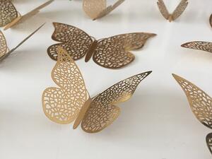 Luxusní 3D motýli na zeď zlatí 12 ks 8 až 12 cm
