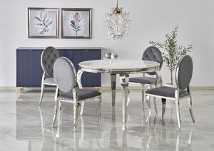 Designový jídelní stůl Hema4013, bílý/stříbrné nohy