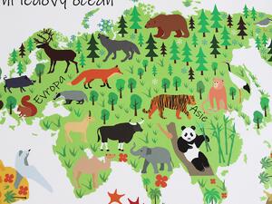 Mapa světa se zvířátky 75 x 59 cm