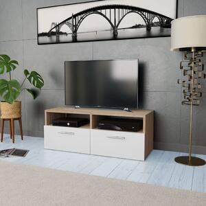 Stolek pod TV, dřevotříska, 95 x 35 x 36 cm, dub a bílá