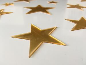 20 zlatých zrcadlových hvězdiček 20 ks 3 cm až 6,5 cm