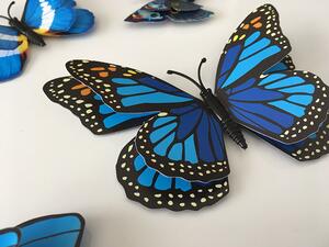 3D motýli s dvojitými křídly modří 12 ks 5 až 12 cm
