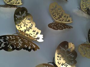 Luxusní 3D motýli na zeď zlatí III 8 až 12 cm