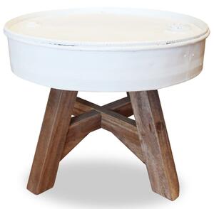 Konferenční stolek masivní recyklované dřevo bílý 60 x 45 cm