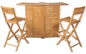 3dílný bistro set se skládacími židlemi masivní teakové dřevo