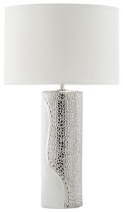 Bílá a stříbrná stolní lampa na noční stolek AIKEN