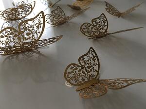 Luxusní 3D motýli na zeď zlatí II 8 až 12 cm