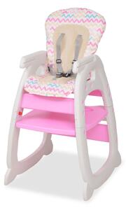 Rozkládací jídelní židlička 3 v 1 se stolkem, růžová