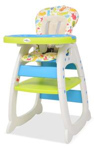 Rozkládací jídelní židlička 3 v 1 se stolkem, modrá a zelená