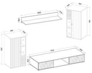 Obývací stěna SALSA | matera/bílá | 3D povrch