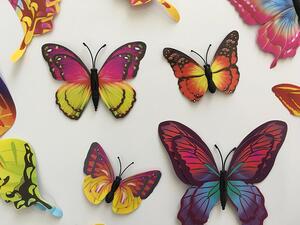 3D motýli s dvojitými křídly barevní 12 ks 5 až 12 cm