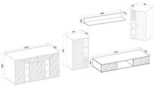 Obývací stěna SALSA + komoda | matera/bílá | 3D povrch