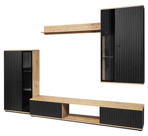 Obývací stěna SALSA | artisan/černá | 3D povrch