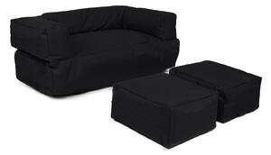 Atelier del Sofa Zahradní sedací vak Kids Double Seat Pouf - Black, Černá