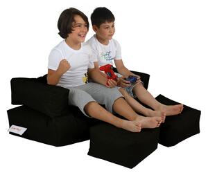 Atelier del Sofa Zahradní sedací vak Kids Double Seat Pouf - Black, Černá