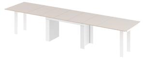 Jídelní stůl Margo- rozklad od 170 cm do 410 cm, deska cappuccino lesk/ nohy bílý lesk