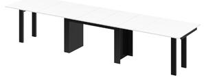 Jídelní stůl Margo- rozklad od 170 cm do 410 cm, deska bílý mat/ nohy černý lesk