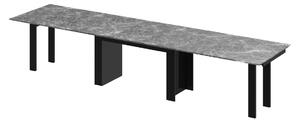 Jídelní stůl Margo- rozklad od 170 cm do 410 cm, deska DARK venatino lesk/ nohy černý lesk