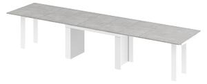 Jídelní stůl Margo- rozklad od 170 cm do 410 cm, deska GREY STONE MAT / nohy bílý lesk