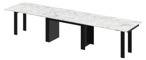 Jídelní stůl Margo- rozklad od 170 cm do 410 cm, deska Marble White lesk/ nohy černý lesk