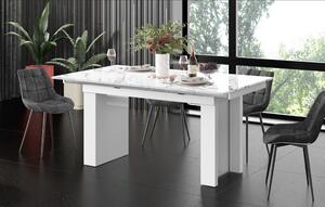 Jídelní stůl Margo- rozklad od 170 cm do 410 cm, deska Marble White lesk/ nohy bílý lesk