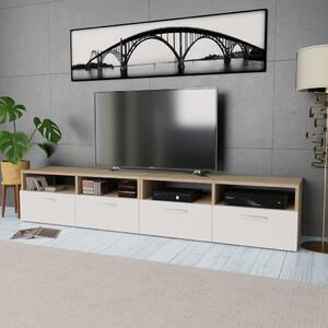 Stolek pod TV, 2 ks, dřevotříska, 95 x 35 x 36 cm, dub a bílá