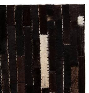 Koberec patchwork pravá kůže 80x150 cm pruhy černobílý