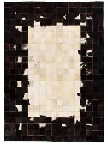 Koberec patchwork pravá kůže 80x150 cm čtverce černobílý