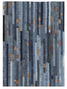 Koberec patchwork z džínových pasů 80 x 150 cm riflová modrá